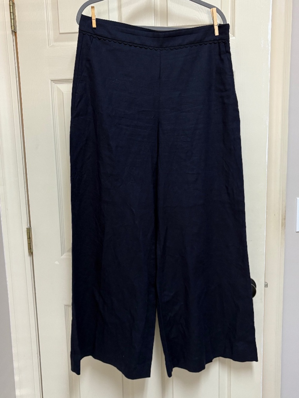Ann Taylor Wide Wide Leg Navy Linen Pants